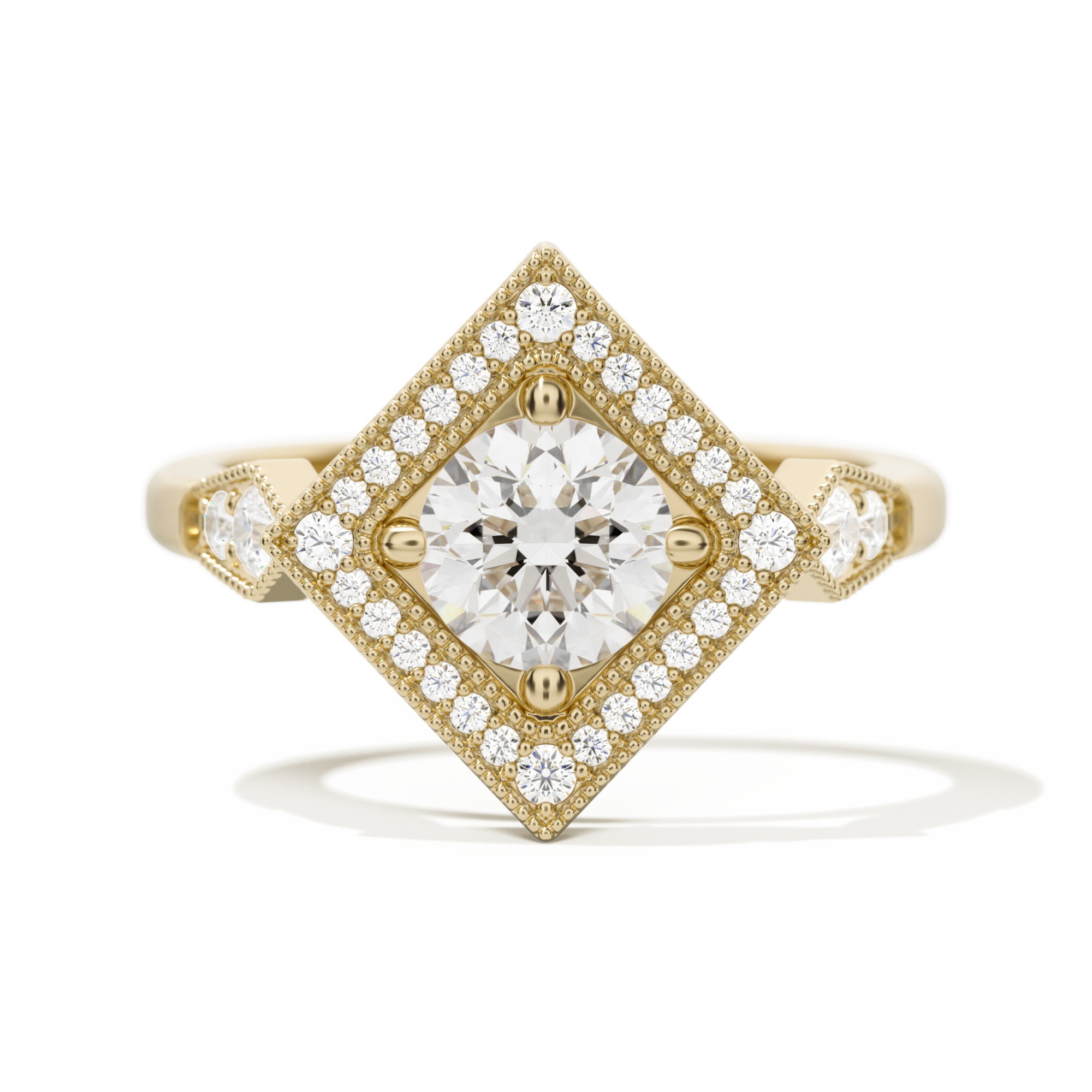 Diamond Shape Halo Round