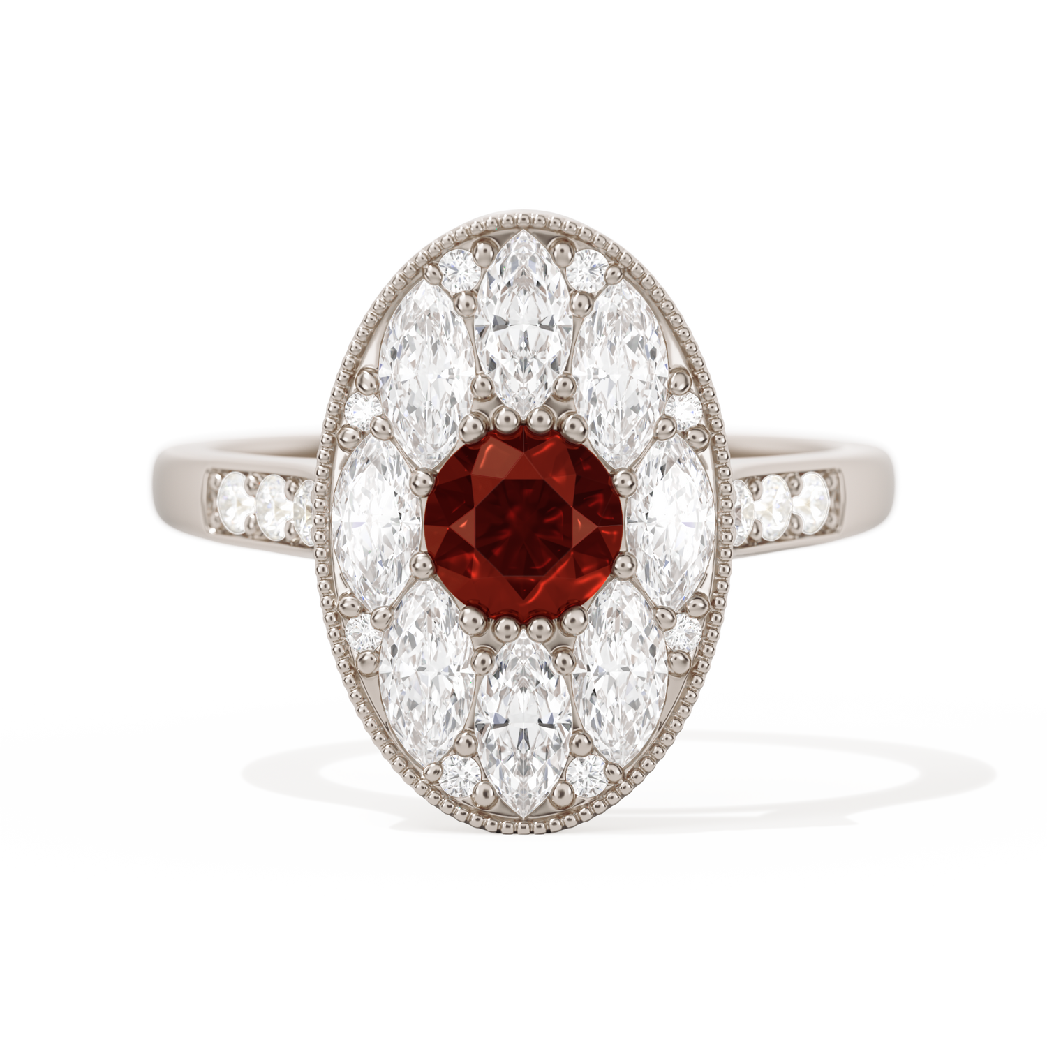 Round with Feather Marquise