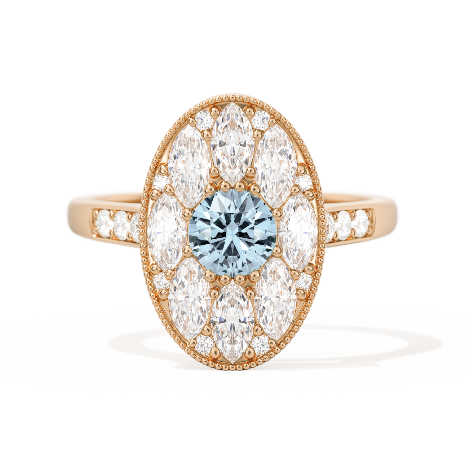 Round with Feather Marquise