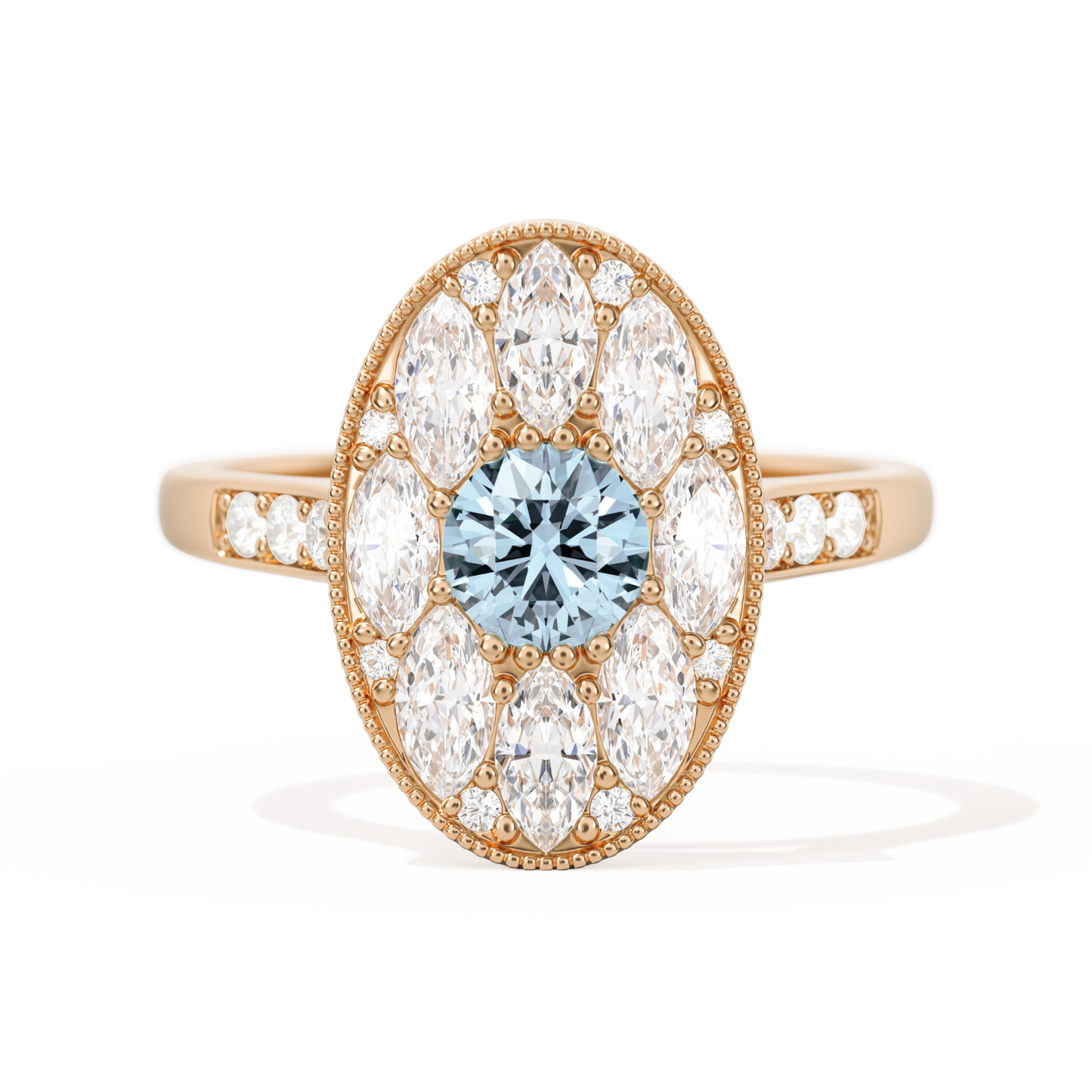 Round with Feather Marquise