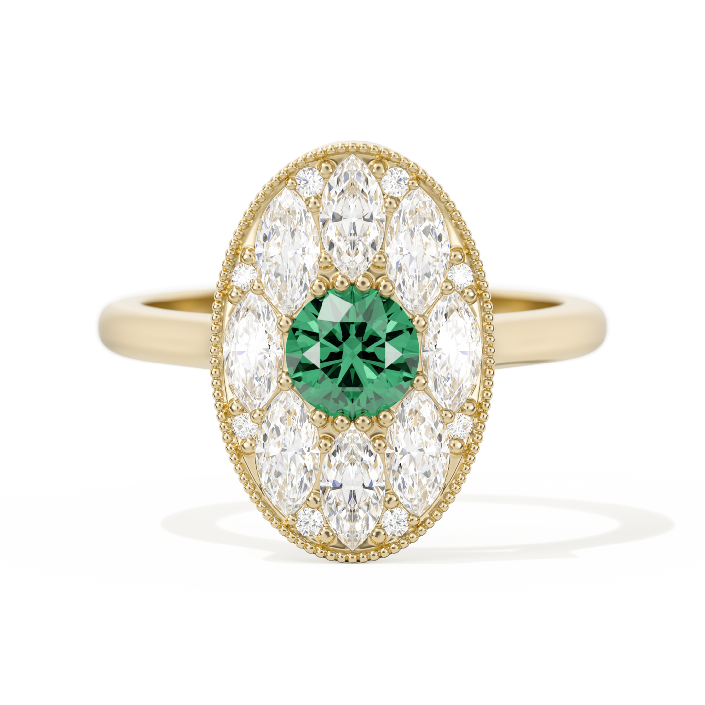 Round with Feather Marquise