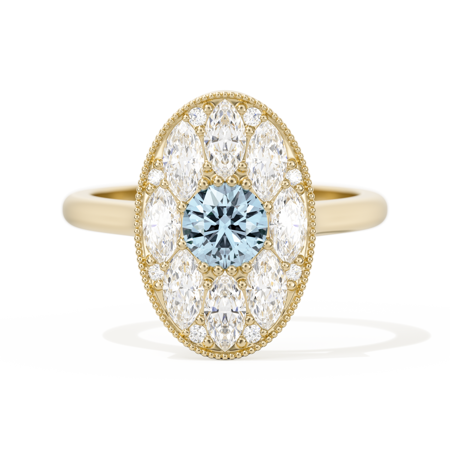 Round with Feather Marquise