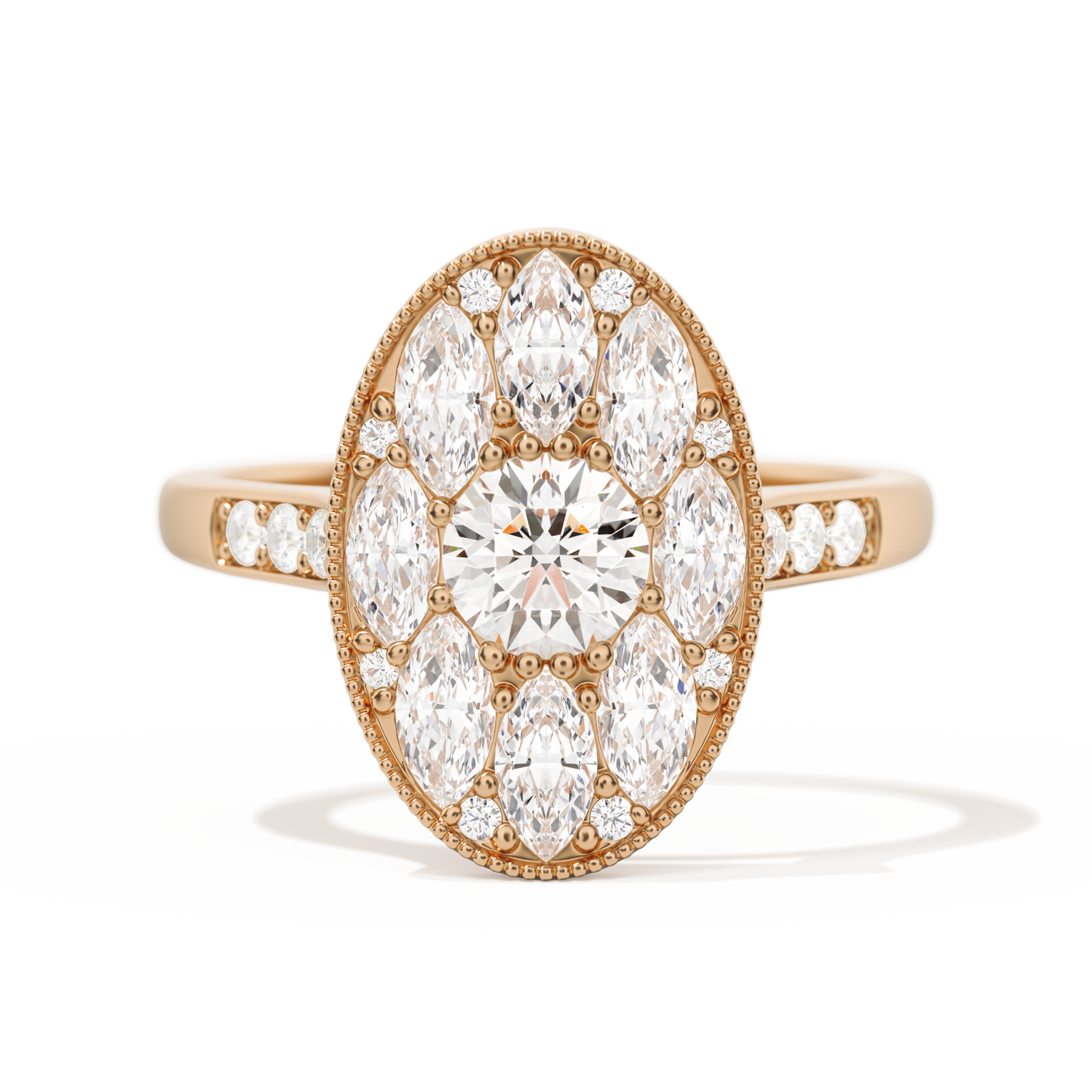 Round with Feather Marquise