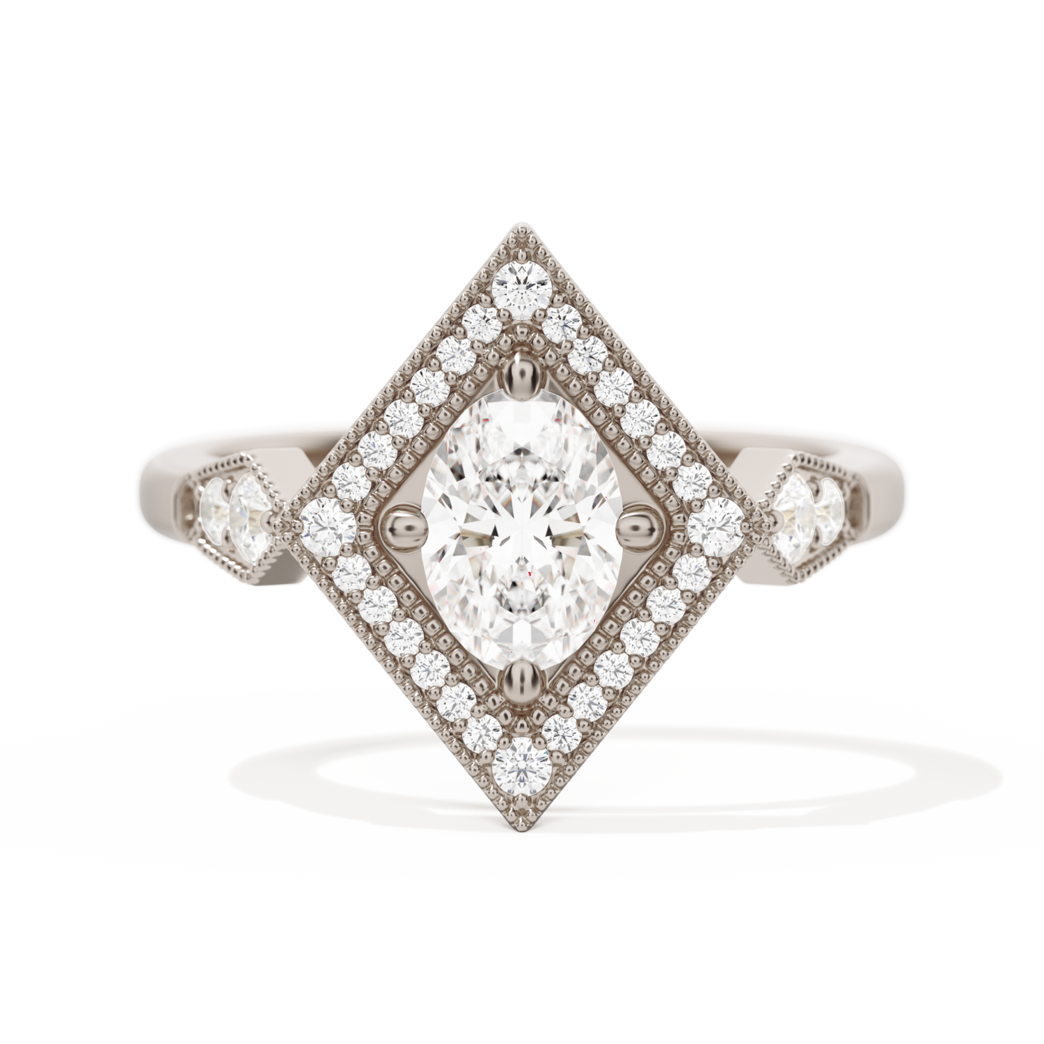 Diamond Shape Halo Oval