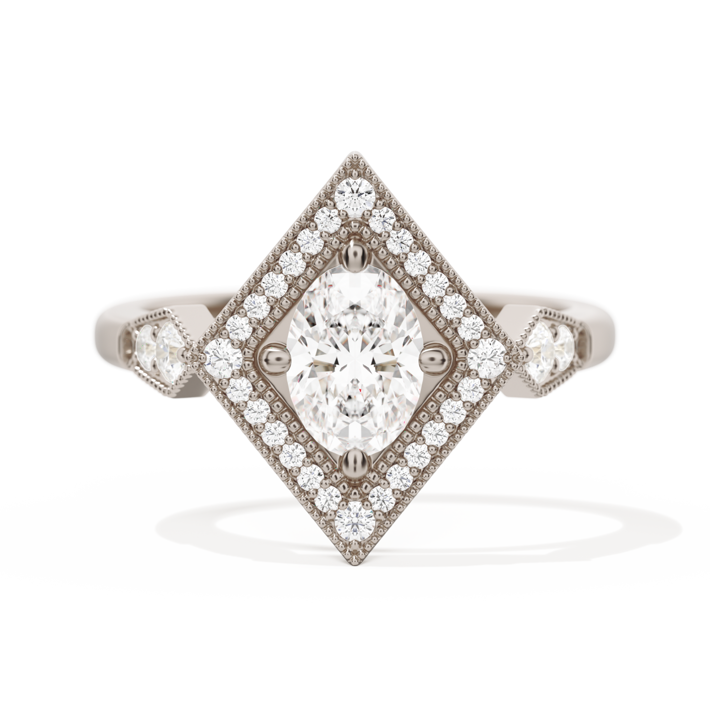 Diamond Shape Halo Oval