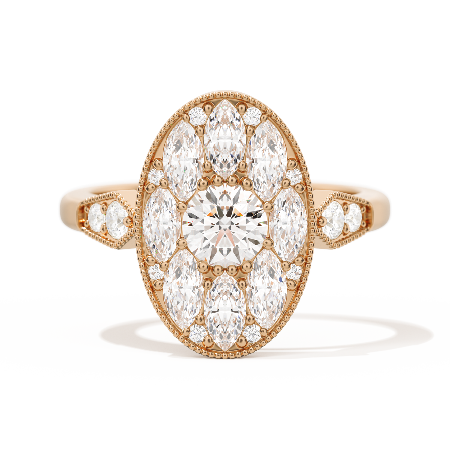 Round with Feather Marquise