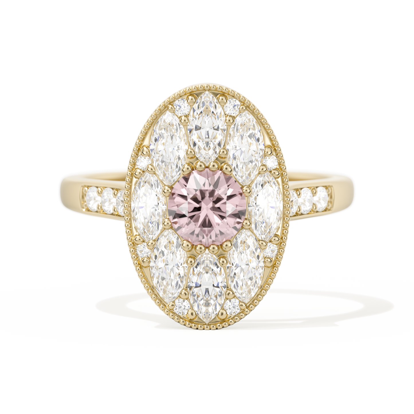 Round with Feather Marquise