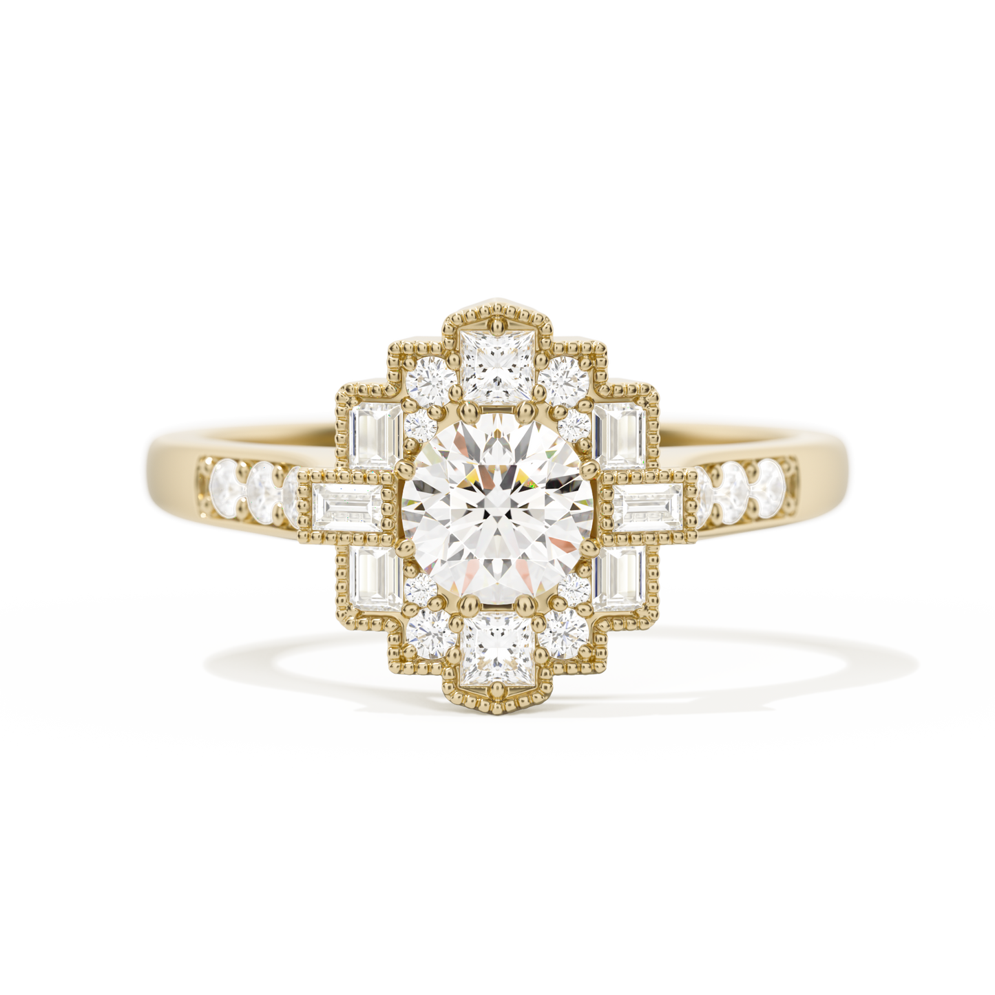 Square Deco with Round Brilliant Cut