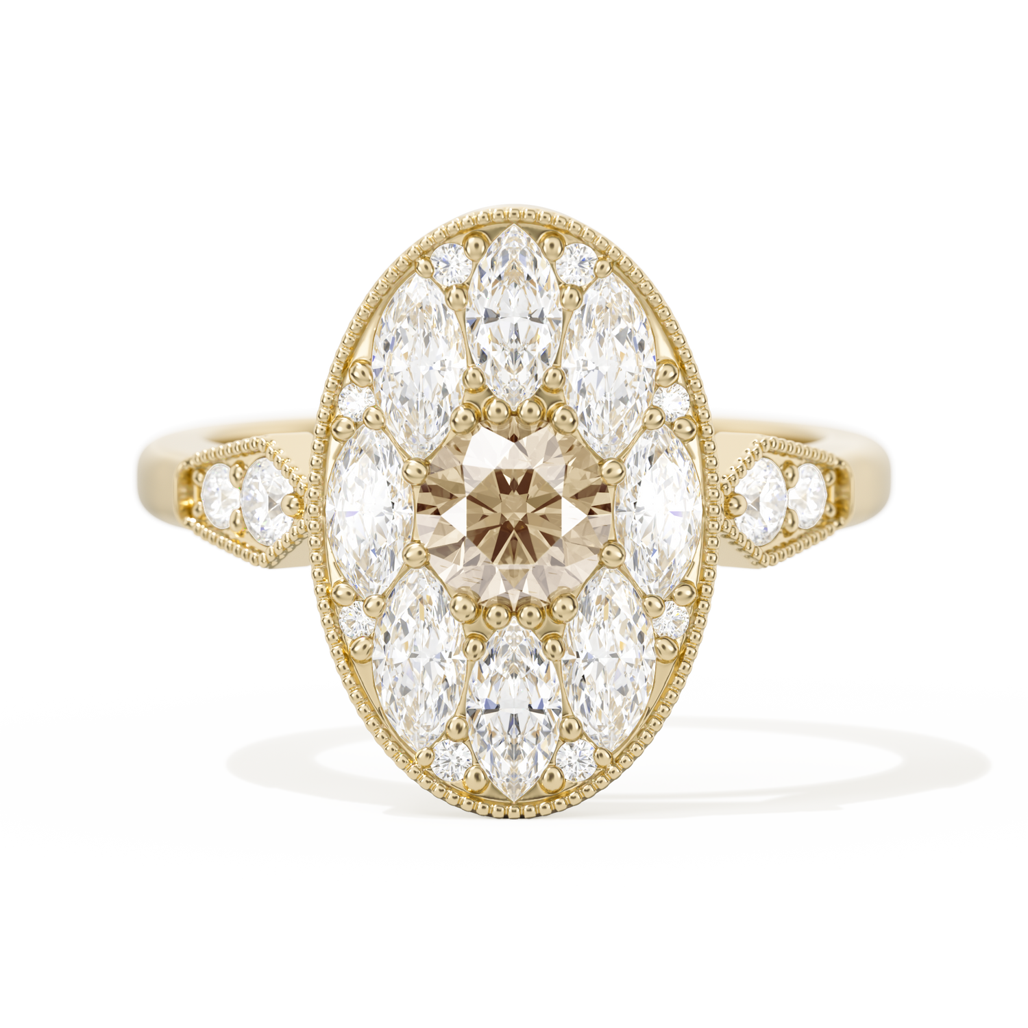 Round with Feather Marquise