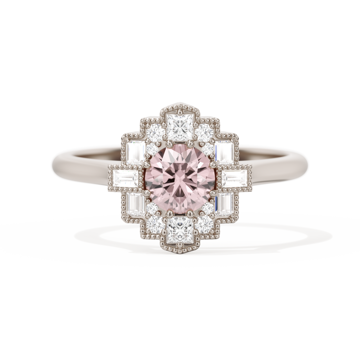 Square Deco with Round Brilliant Cut