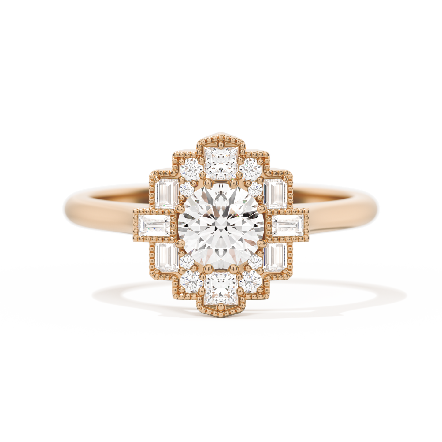 Square Deco with Round Brilliant Cut