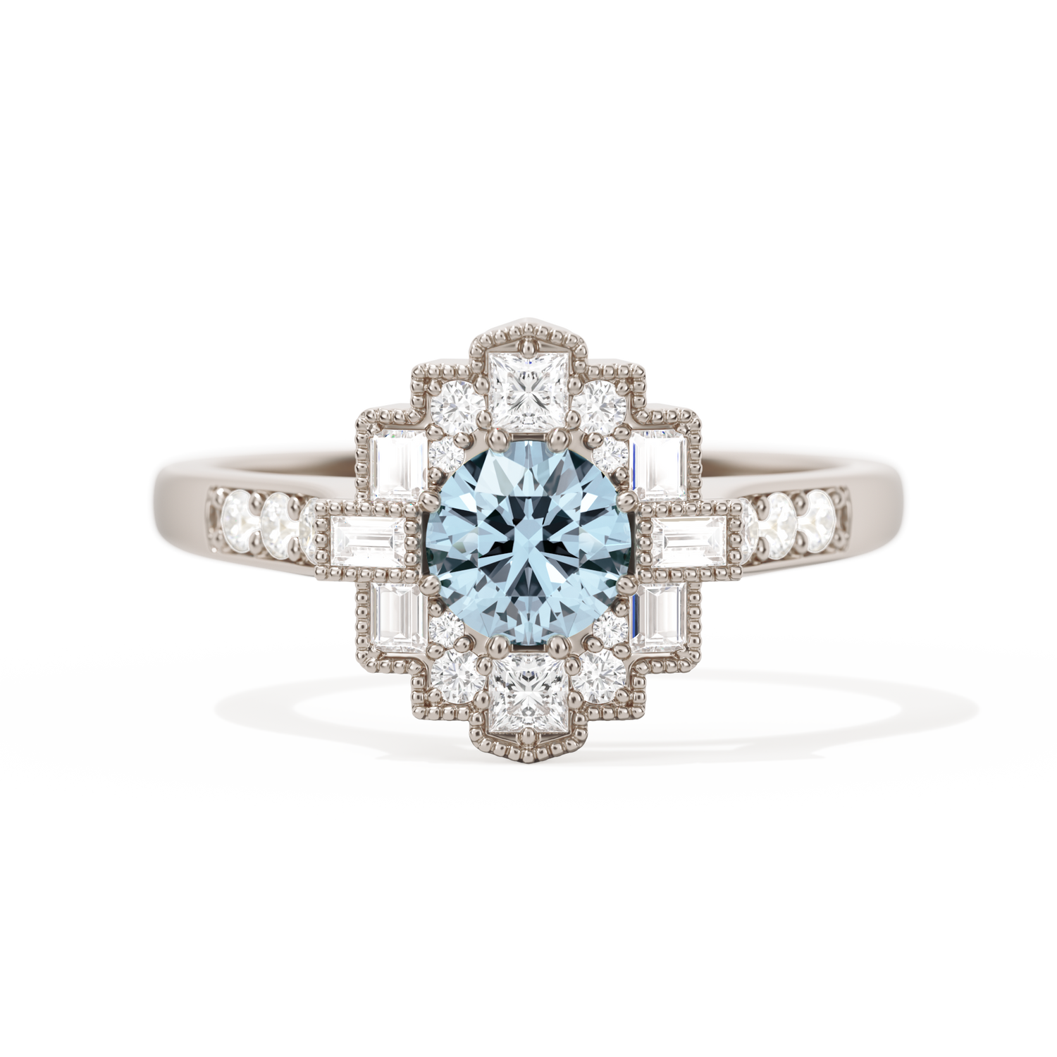 Square Deco with Round Brilliant Cut