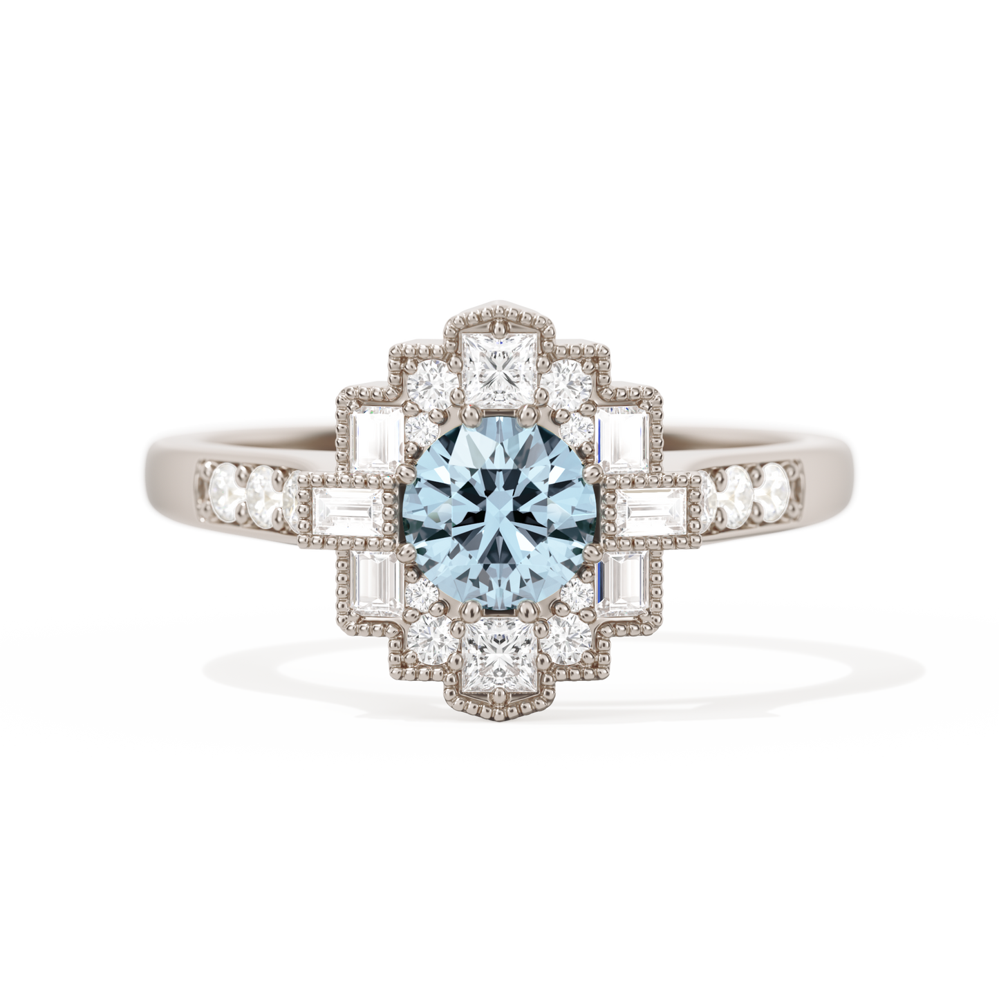 Square Deco with Round Brilliant Cut