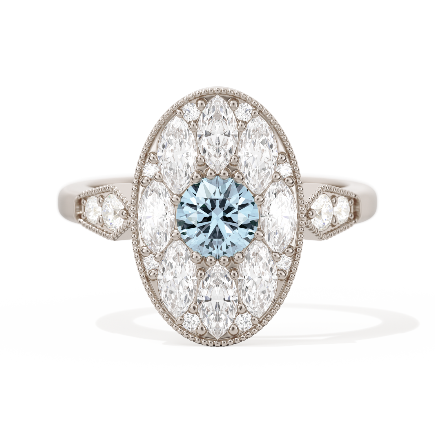 Round with Feather Marquise