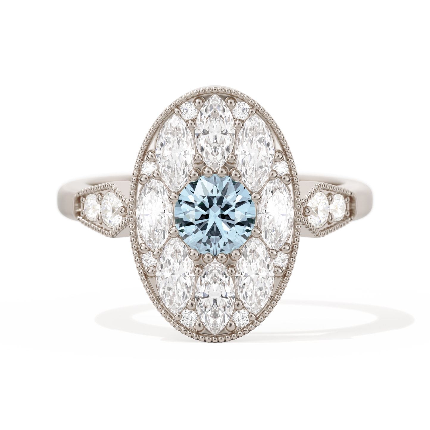 Round with Feather Marquise