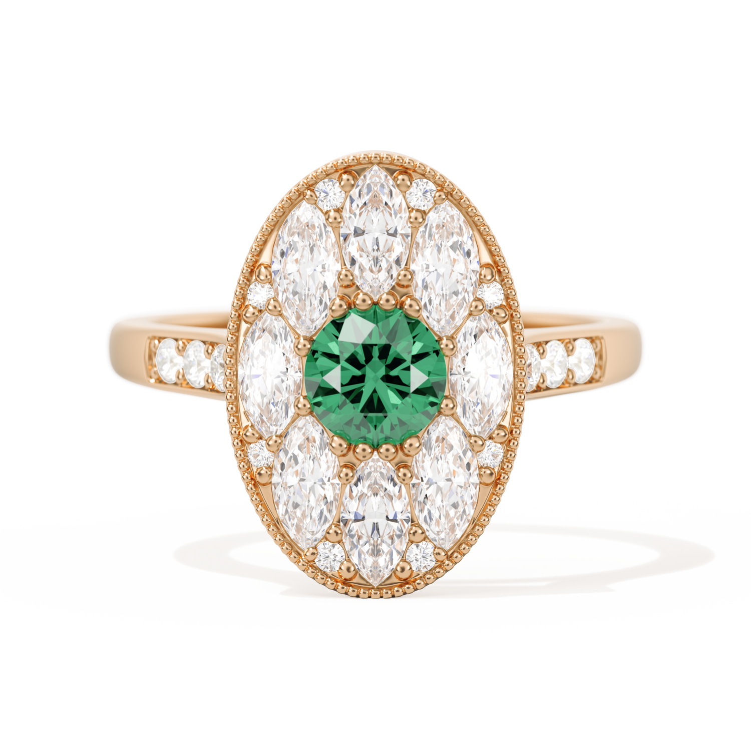 Round with Feather Marquise