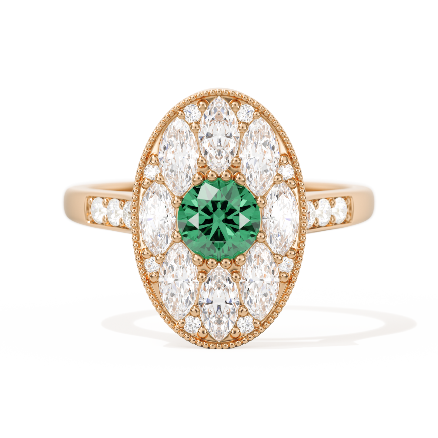 Round with Feather Marquise