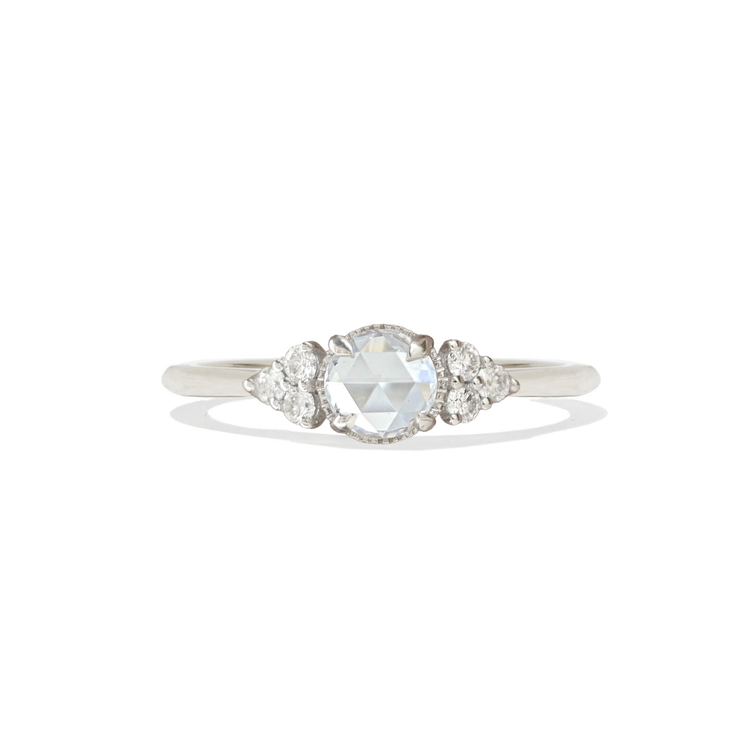 Round Rose Cut Diamond Trio Ring