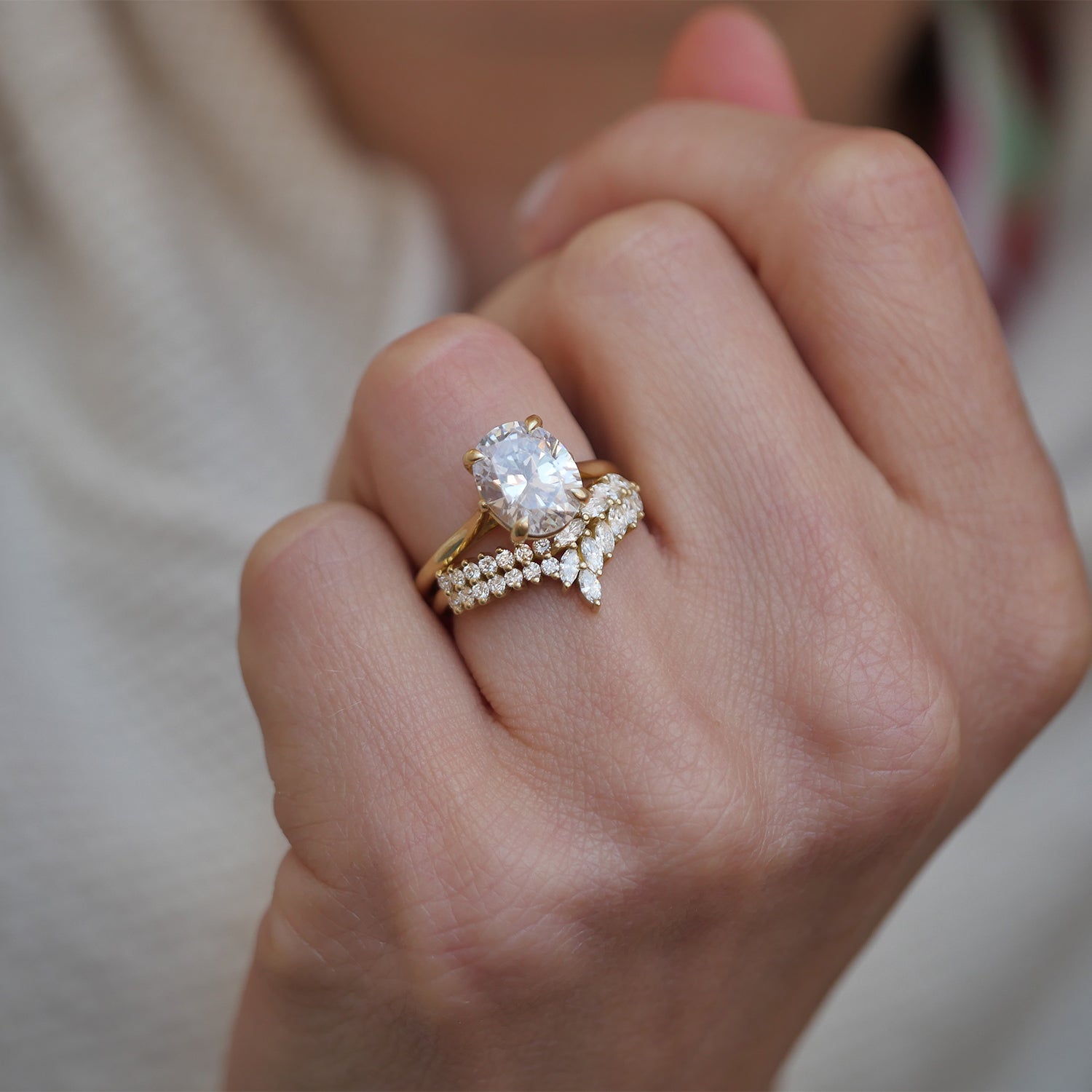 Marquise & Round Feather Contour Diamond Ring