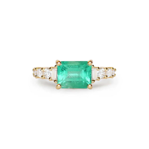 Colombian Emerald Nouveau Ring