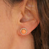 Antique Coral Diamond Halo Earrings