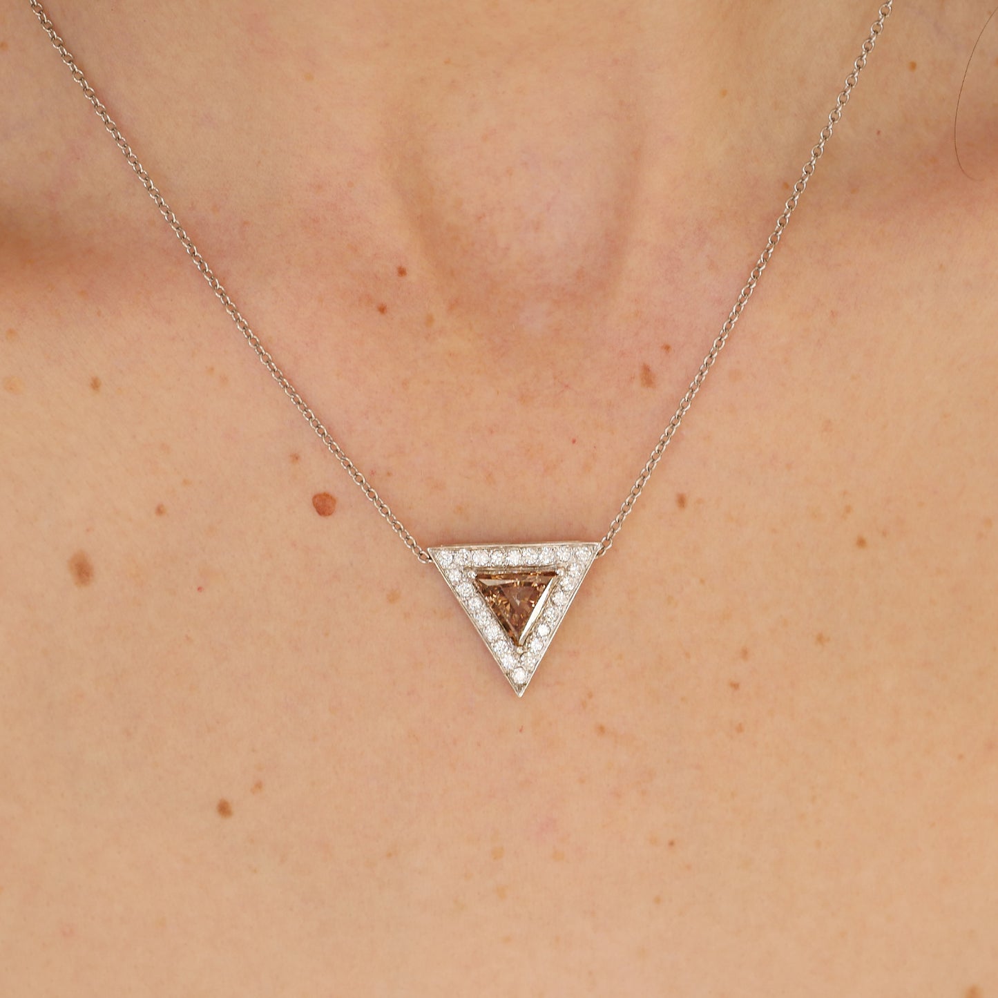 Trillion Halo Brown Diamond Necklace