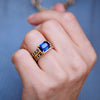 East West Emerald Cut Sapphire Solitaire