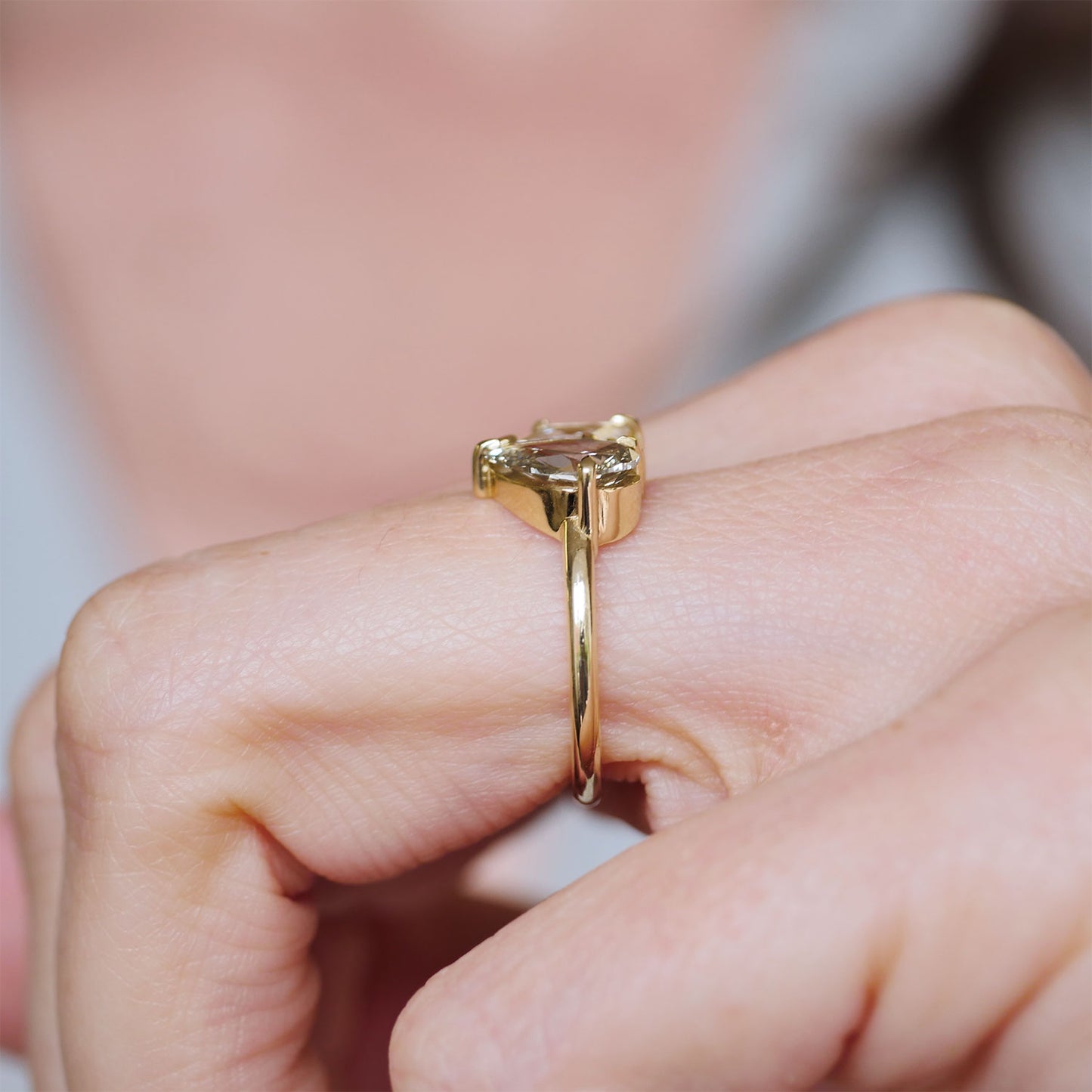 Lozenge & Grey Pear Diamond Toi et Moi Diamond Ring