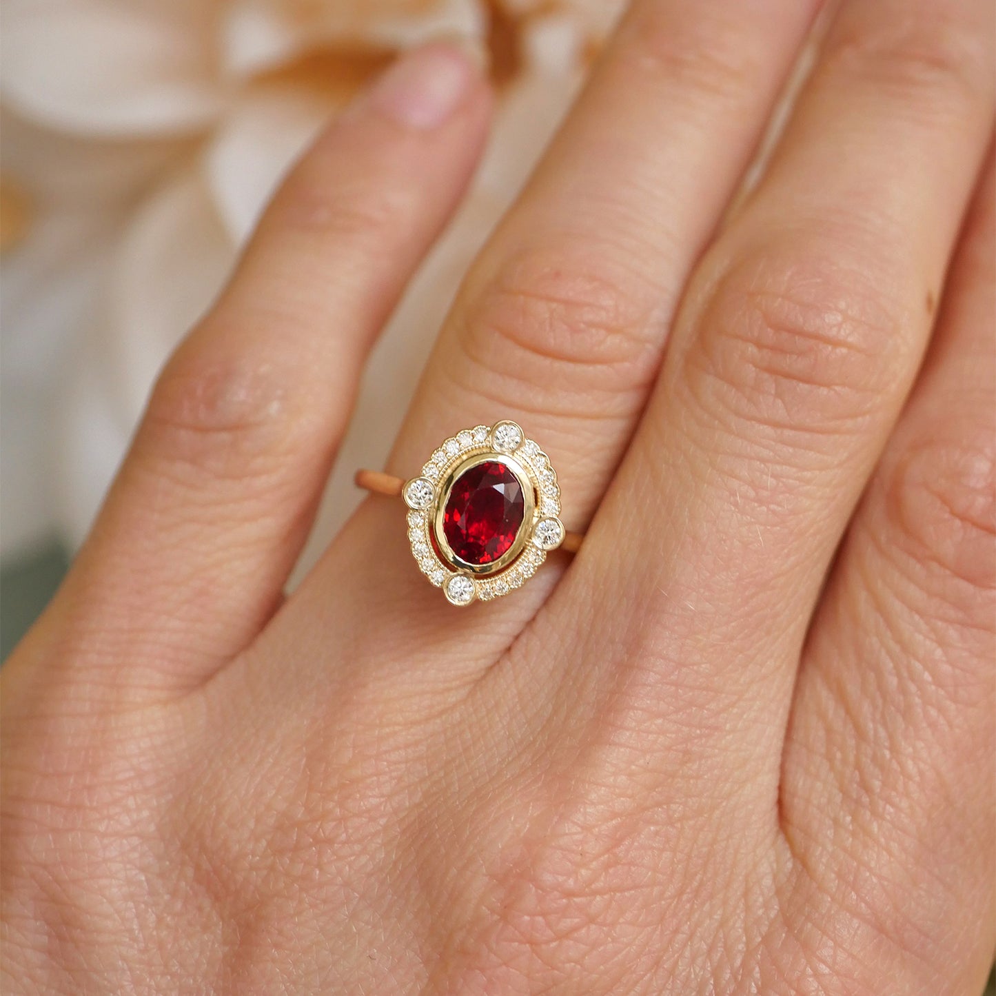 Custom Bella Ruby and Diamond Mosaic Ring