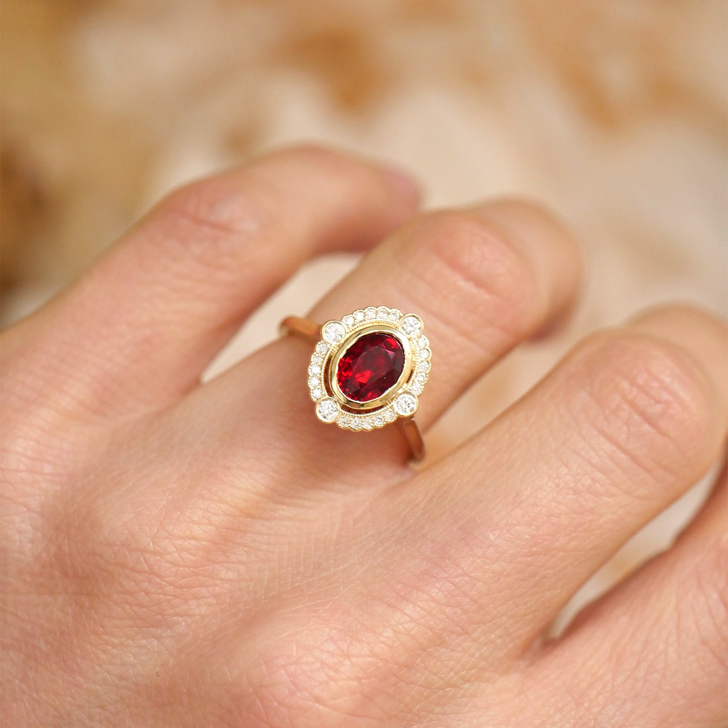 Custom Bella Ruby and Diamond Mosaic Ring
