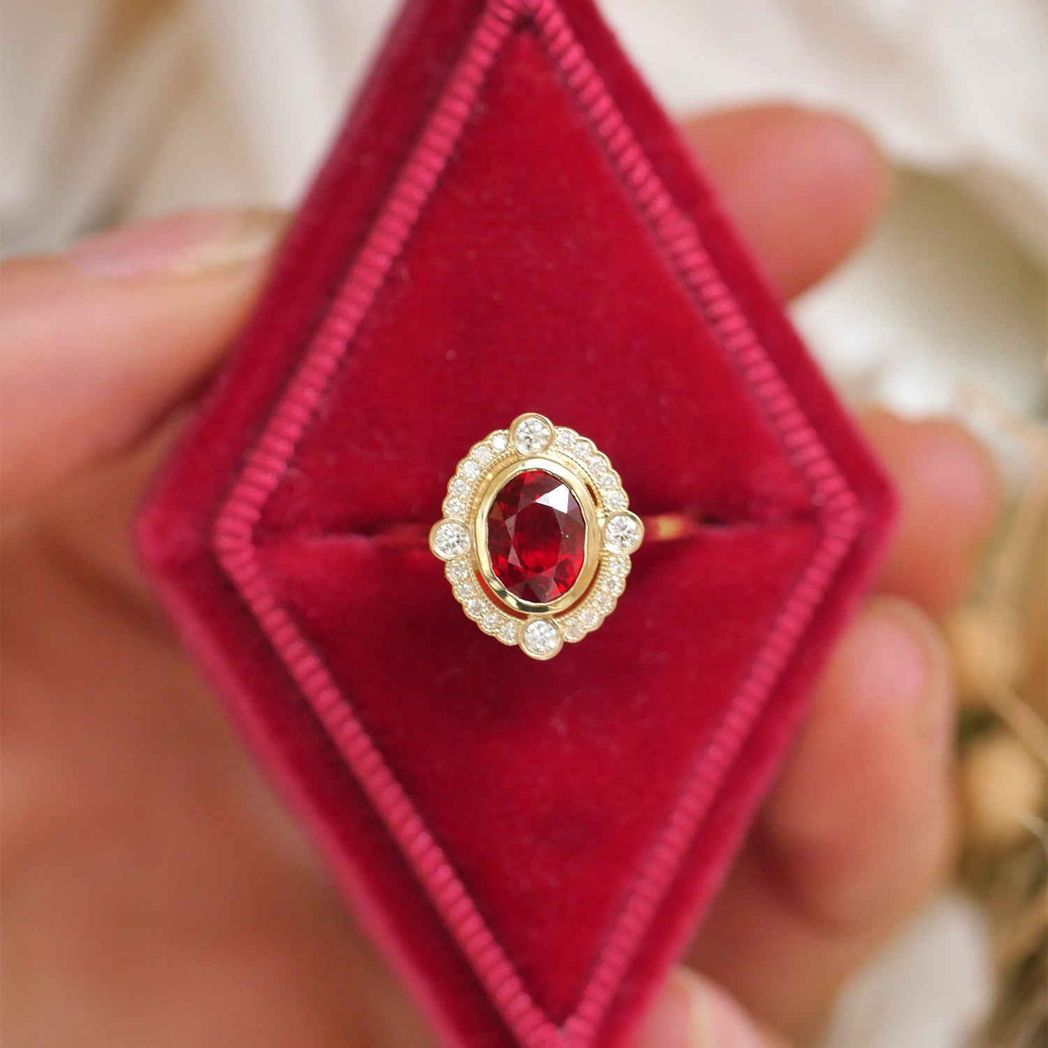 Custom Bella Ruby and Diamond Mosaic Ring