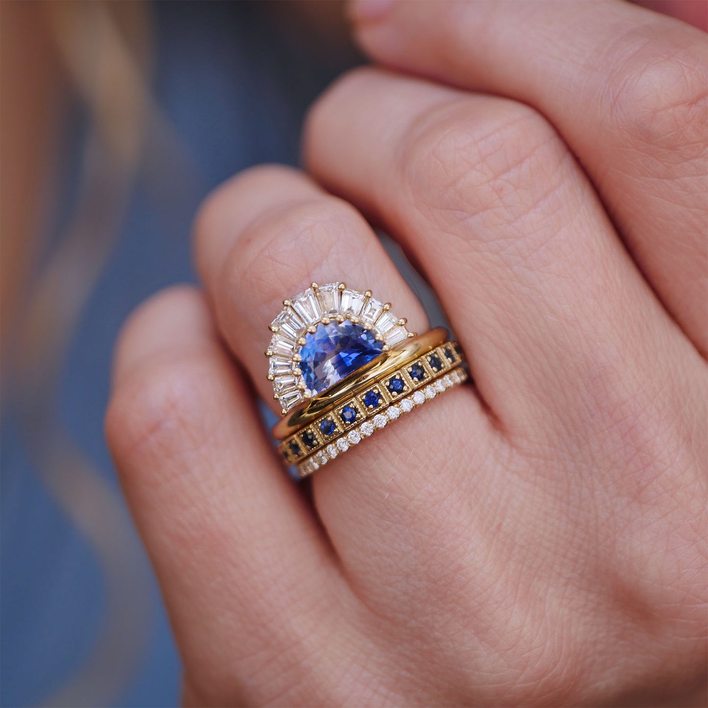 Bicolor Sapphire Sunrise Ring