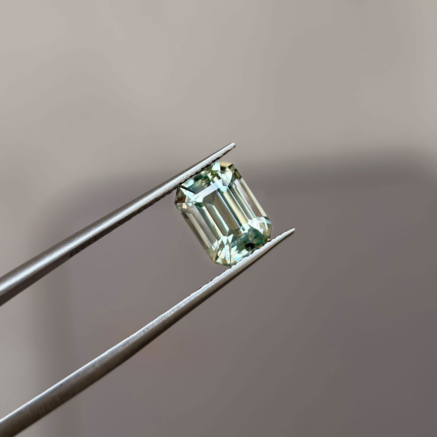 3.40 Emerald Cut Light Sage Green Sapphire