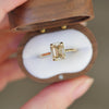 Vintage wooden box with vintage inspired champagne diamond solitaire ring