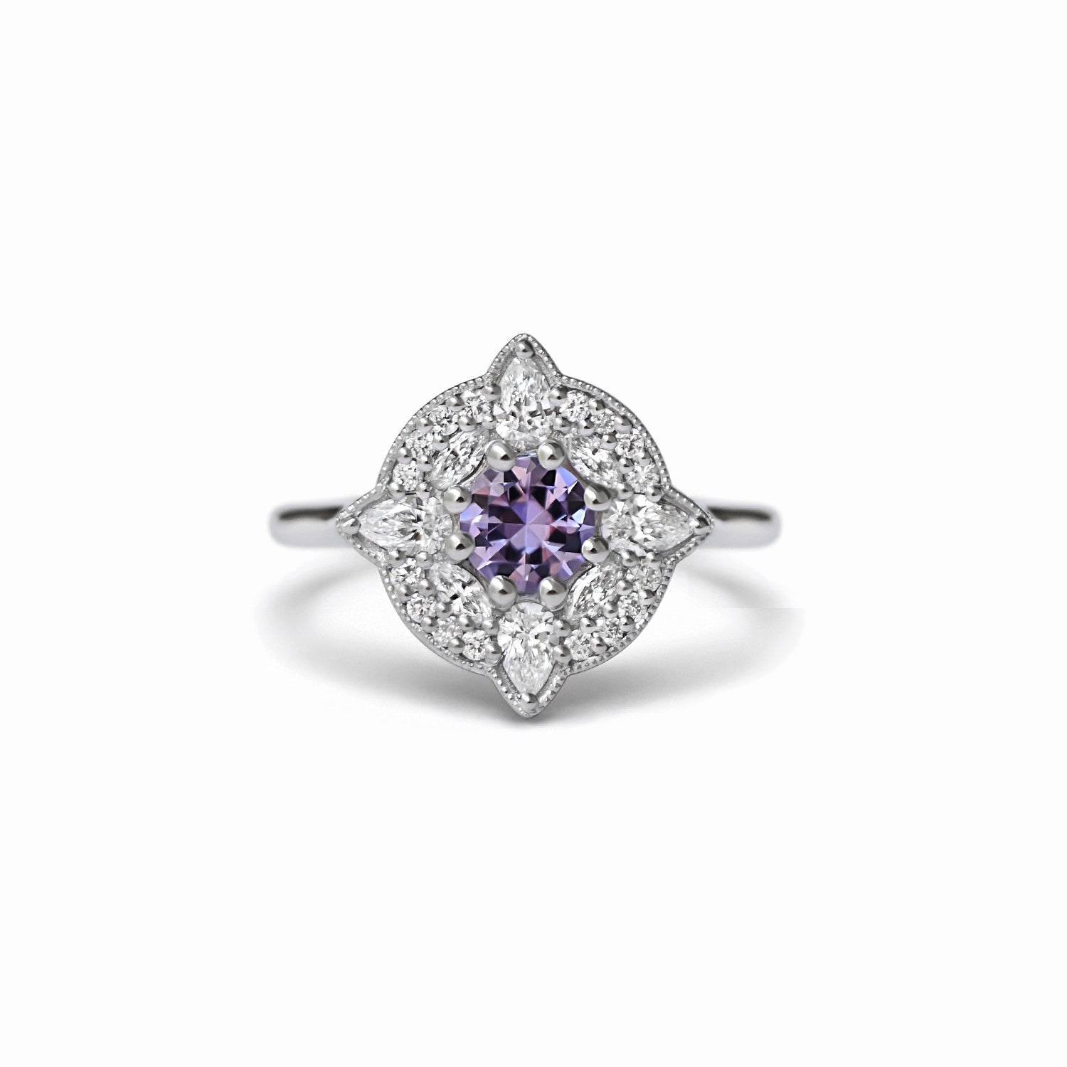 Custom Flora Diamond Mosaic Ring