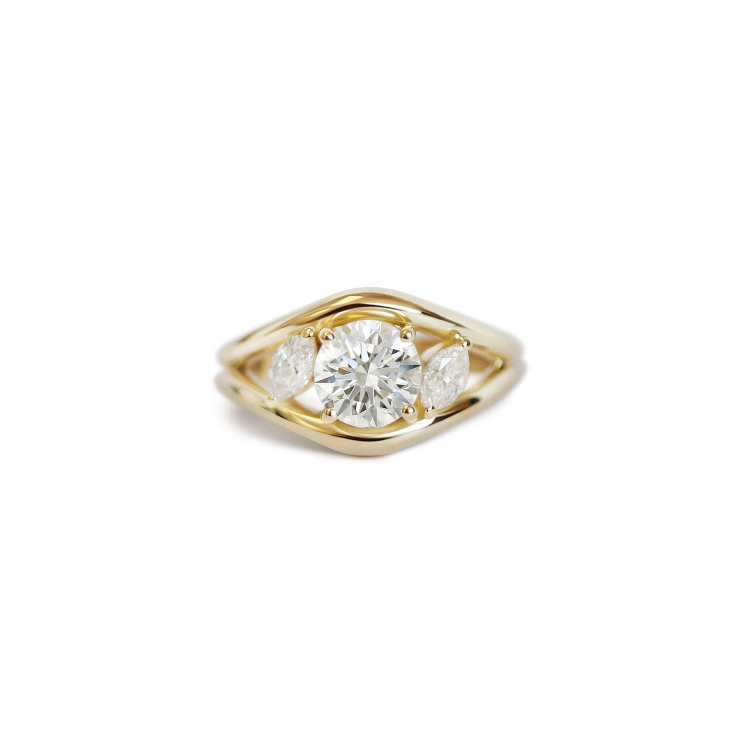 Custom Heirloom Round and Marquise Engagement Ring