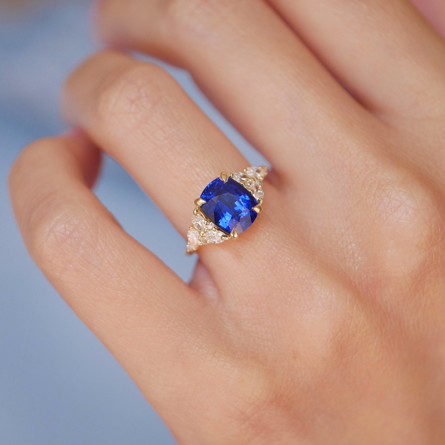 Custom Cushion Nouveau Diamond Mosaic Ring