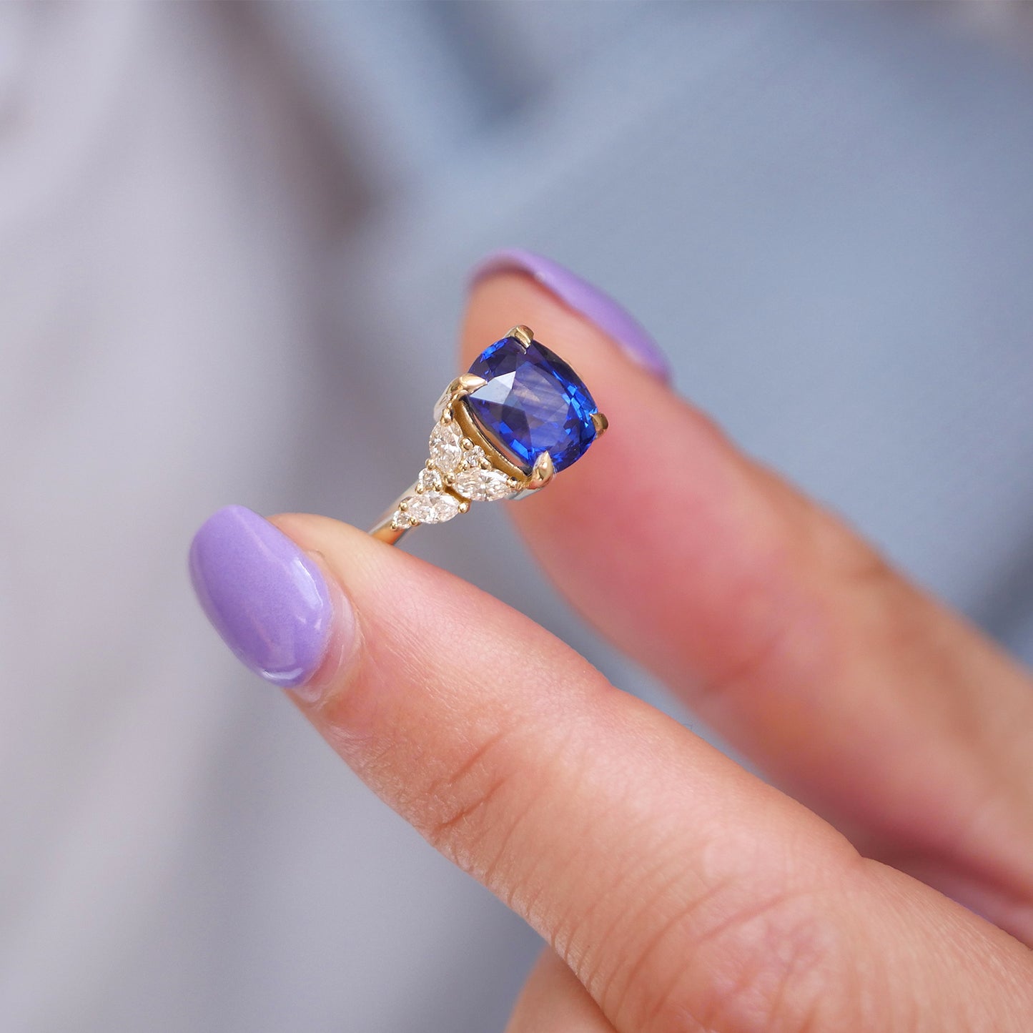 Custom Cushion Nouveau Diamond Mosaic Ring
