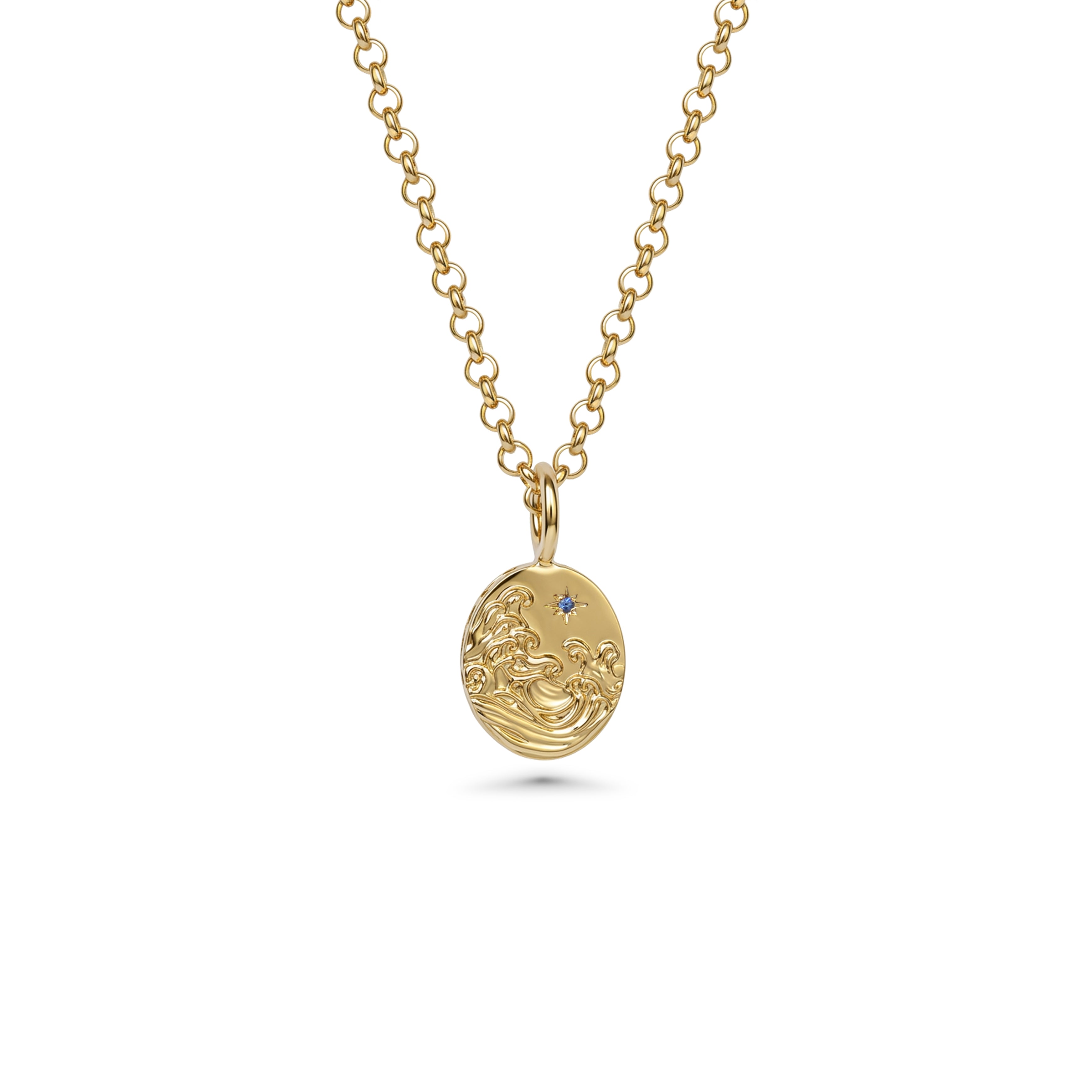 Custom Oval Wave & Wheat Engraved Pendant
