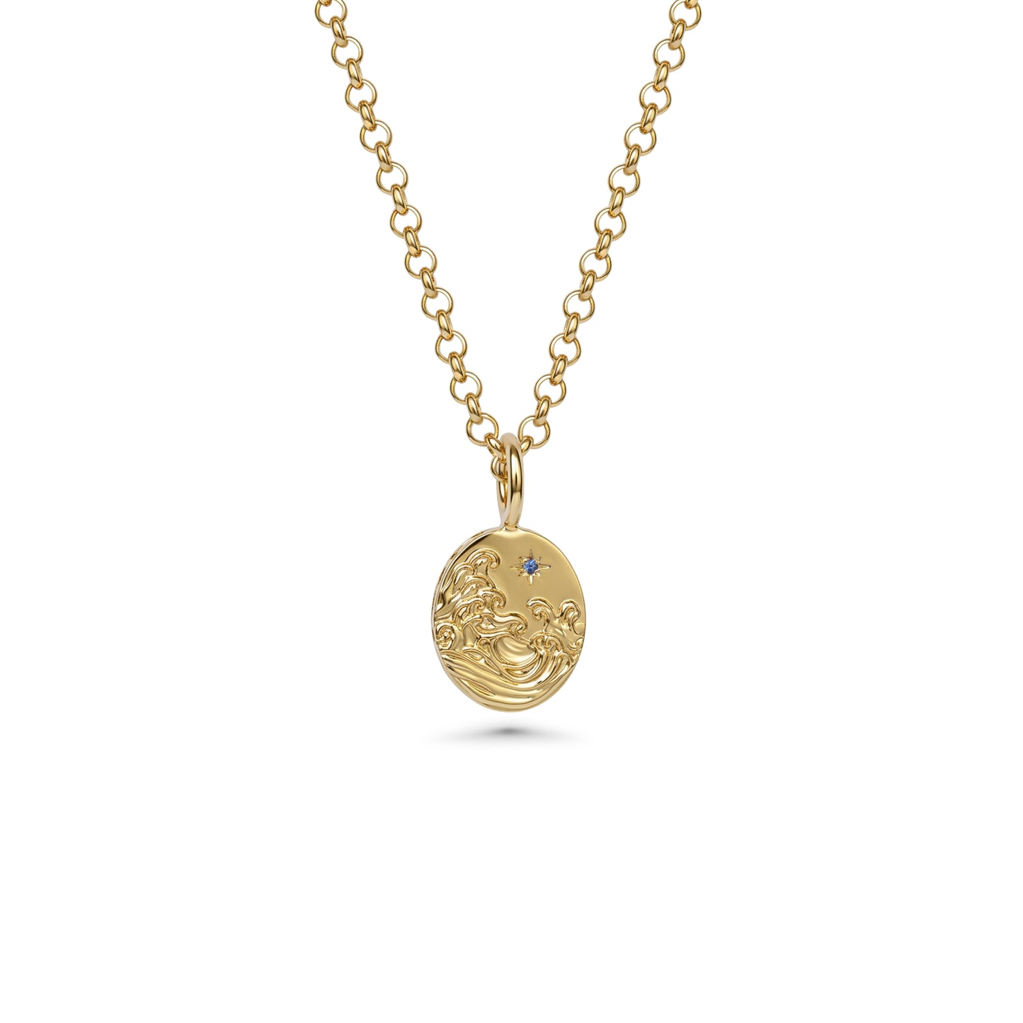 Custom Oval Wave & Wheat Engraved Pendant
