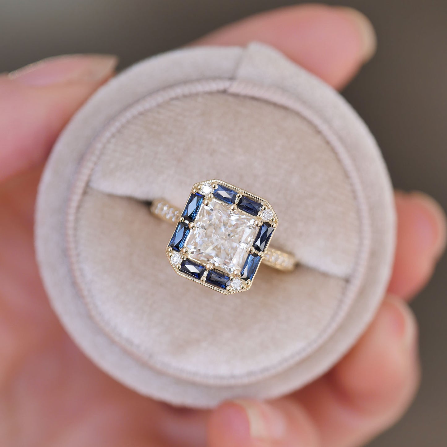 Custom Radiant Cut Asscher, Pave and Deco Brick Stacking Set