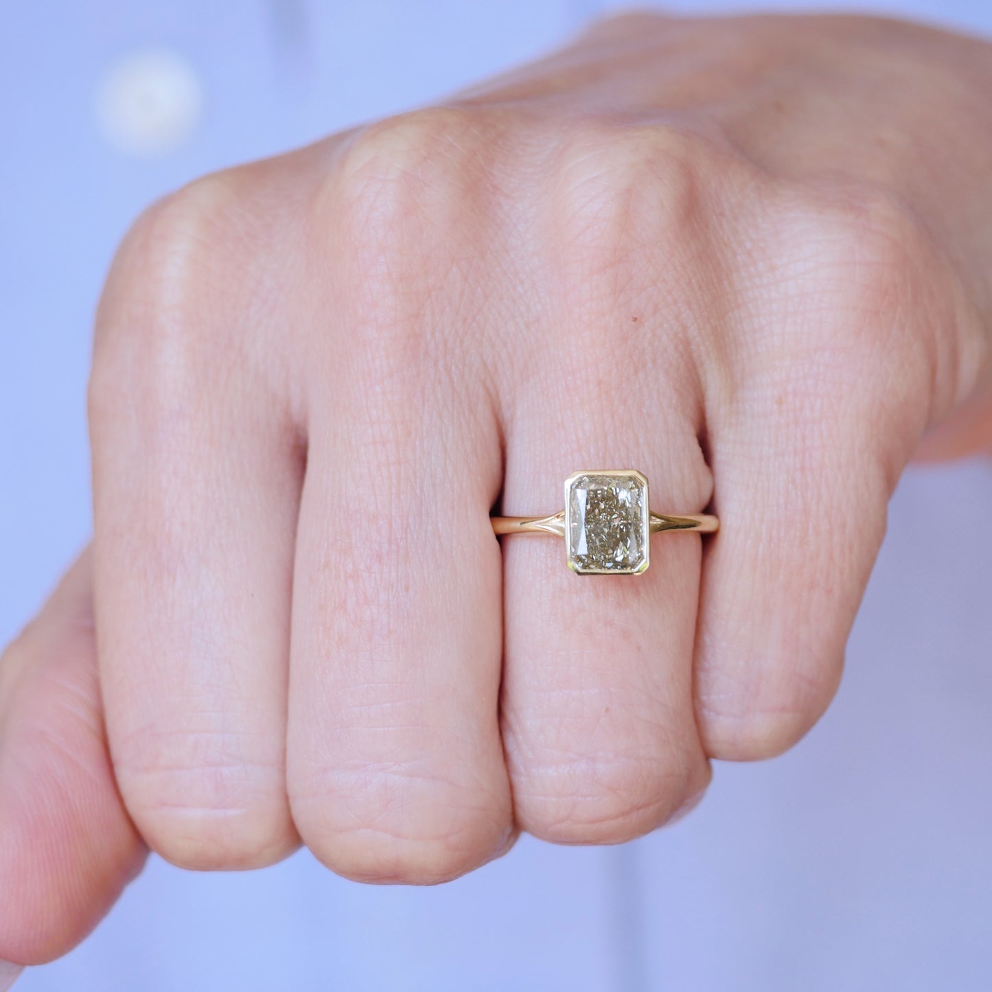 Custom Radiant Cut Bezel Ring