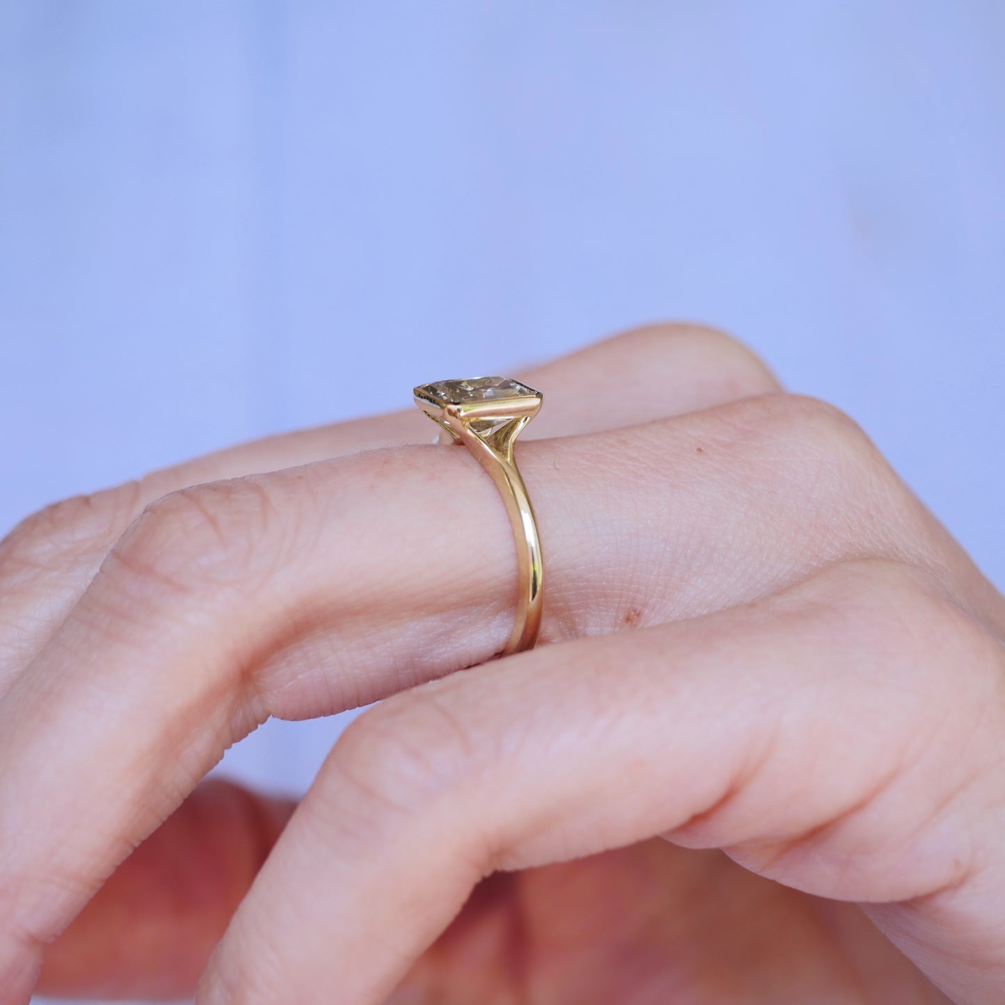 Custom Radiant Cut Bezel Ring