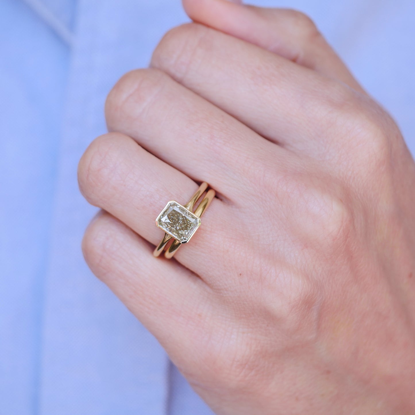 Custom Radiant Cut Bezel Ring