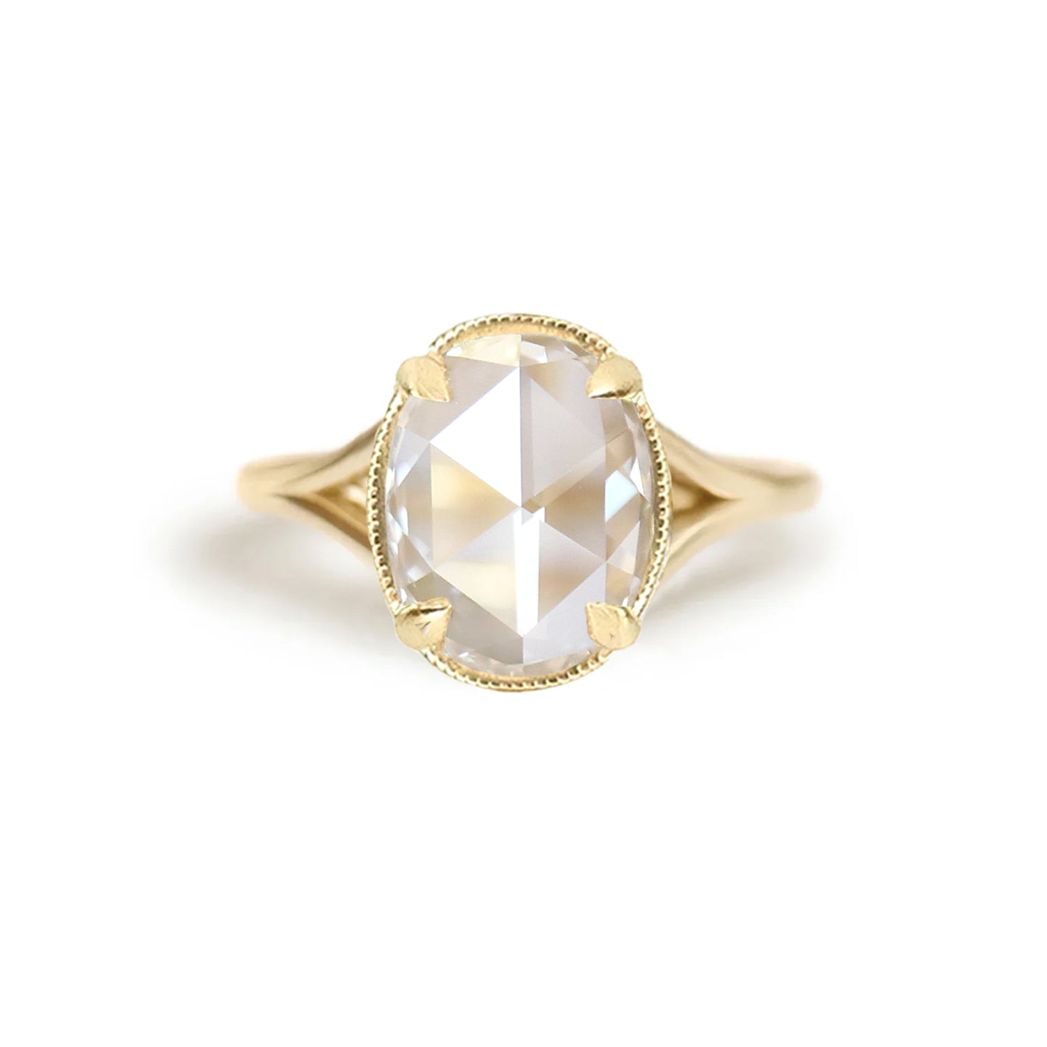 Custom Rose Cut Split Shank Solitaire