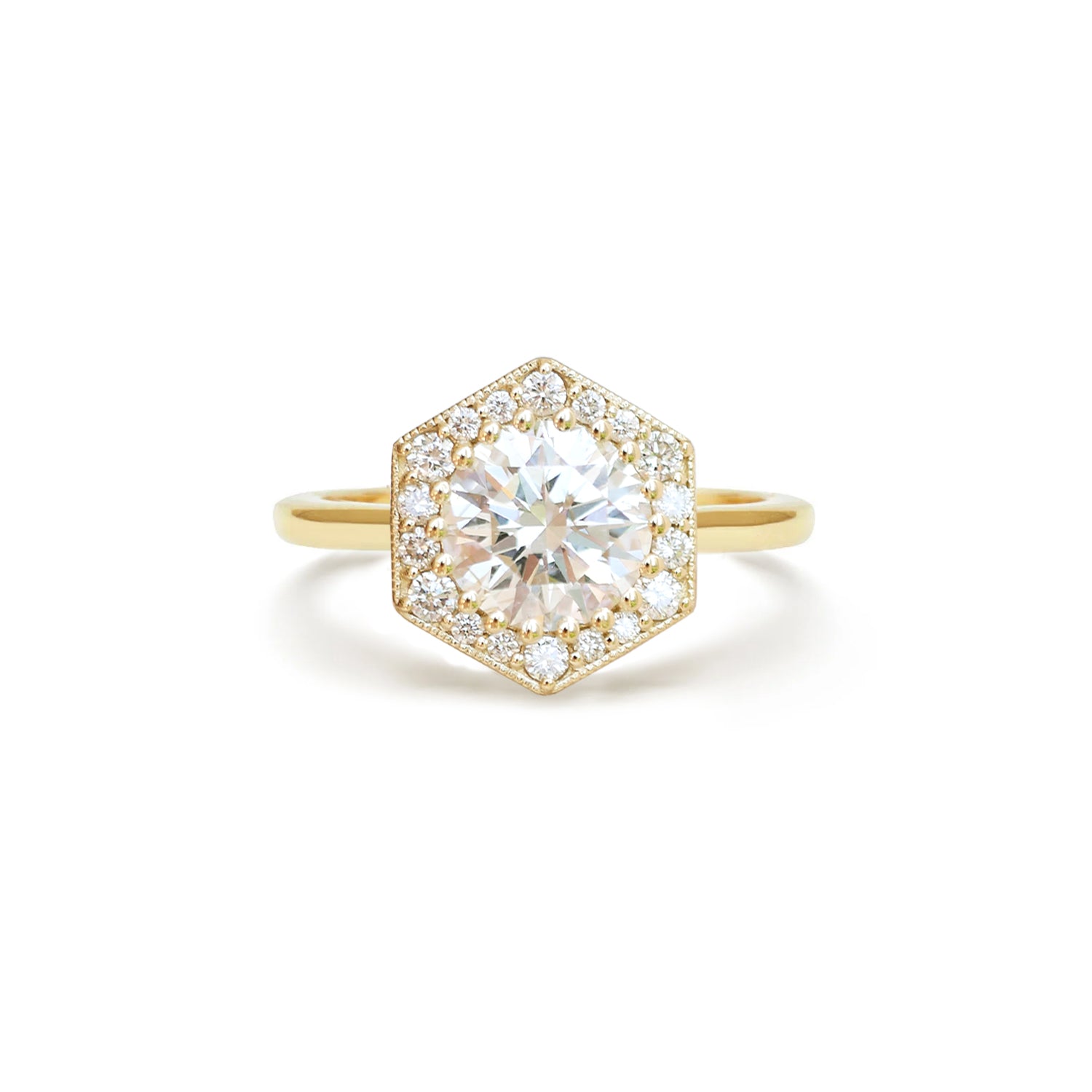 Custom Round Brilliant Cut Deco Halo