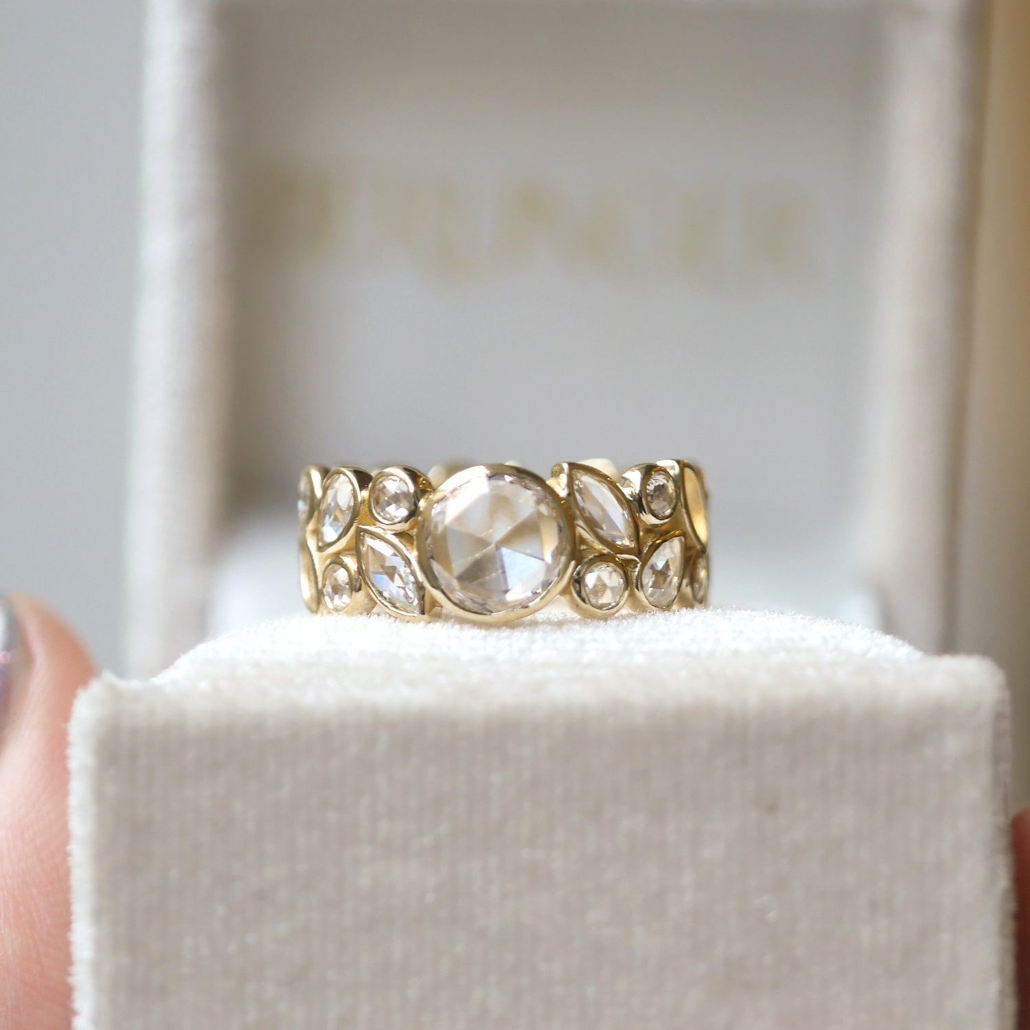 Custom Round Rose Cut Diamond Multi Shape Ring