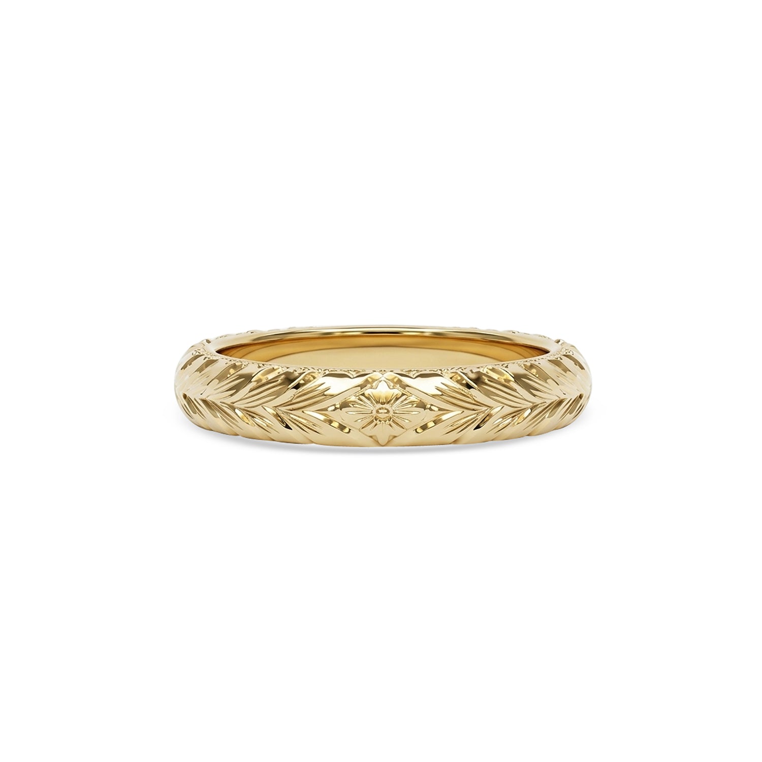 Custom Wheat Engraved Wedding Band
