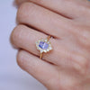 Opalescent Purple Sapphire Deco Emerald & Pear Diamond Mosaic Ring