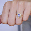 Opalescent Purple Sapphire Deco Emerald & Pear Diamond Mosaic Ring